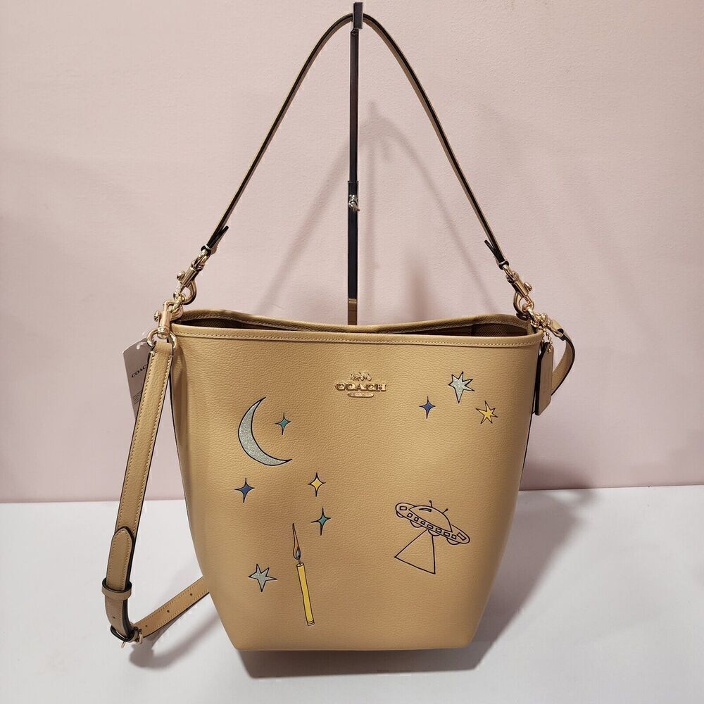 NWT Coach CU390 X Observed By Us City Large Bucket Bag Tan Multi Leather